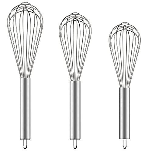 Whisks for Cooking 8"+10"+12", 3 Pack Whisk Wisk Kitchen Tool Stainless Steel Wire Whisk Egg Beat... | Amazon (US)