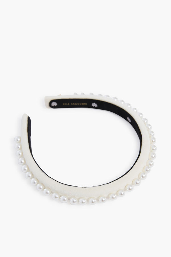 Ivory Pearl Embellished Velvet Gigi Headband | Lele Sadoughi | Tuckernuck (US)