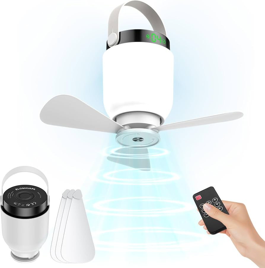 2 in 1 Camping Fan with Lantern: Rechargeable LED Tent Fan Lights with Remote, Portable Outdoor S... | Amazon (US)