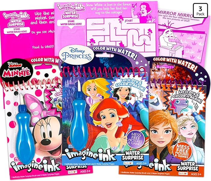 Disney Color with Water Set for Girls - 3 Coloring Books with Water Surprise Brushes with Princes... | Amazon (US)