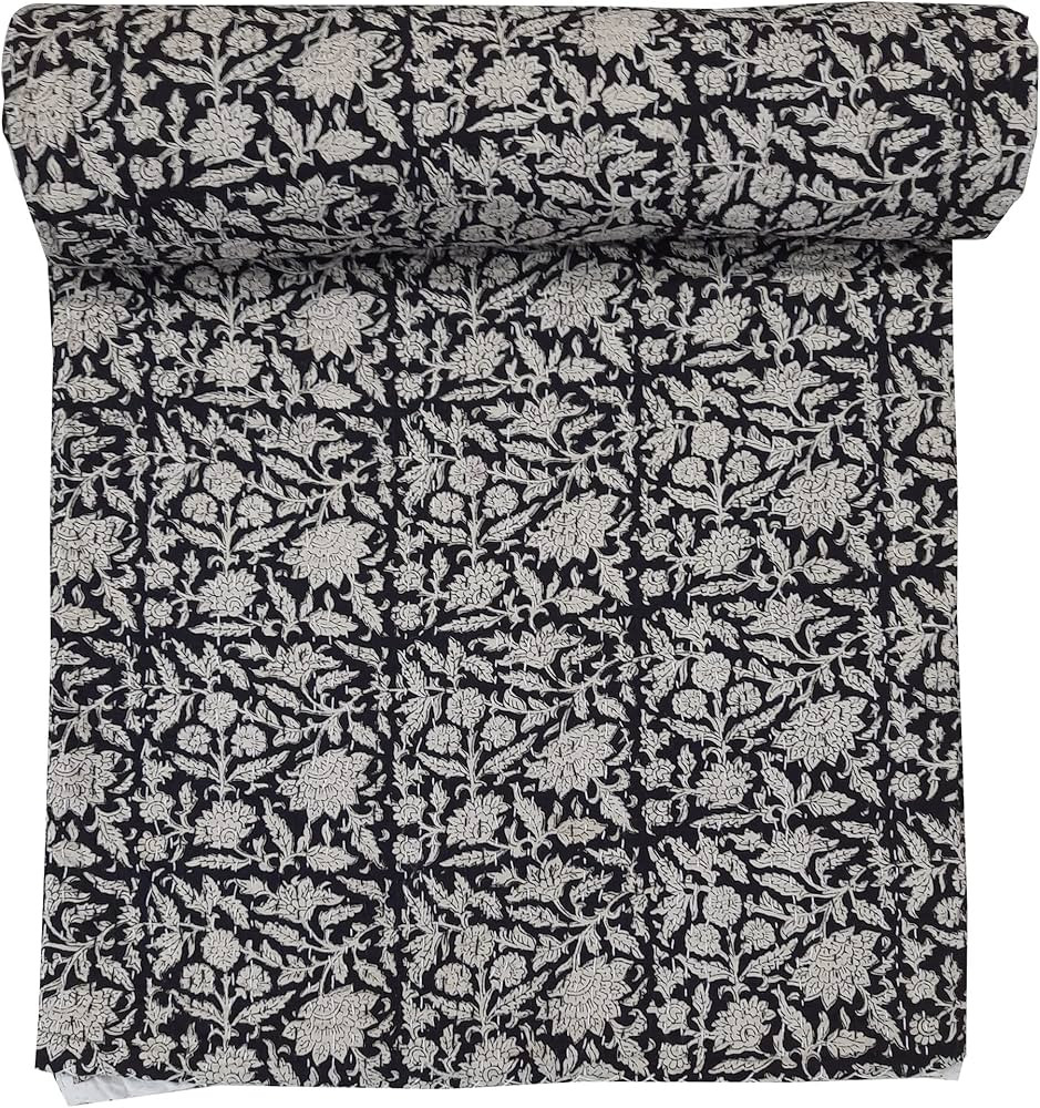 100% Cotton Hand Block Print Kantha Quilt Bedspread Handmade Bedsheet Home Bedding Kantha Quilt C... | Amazon (US)
