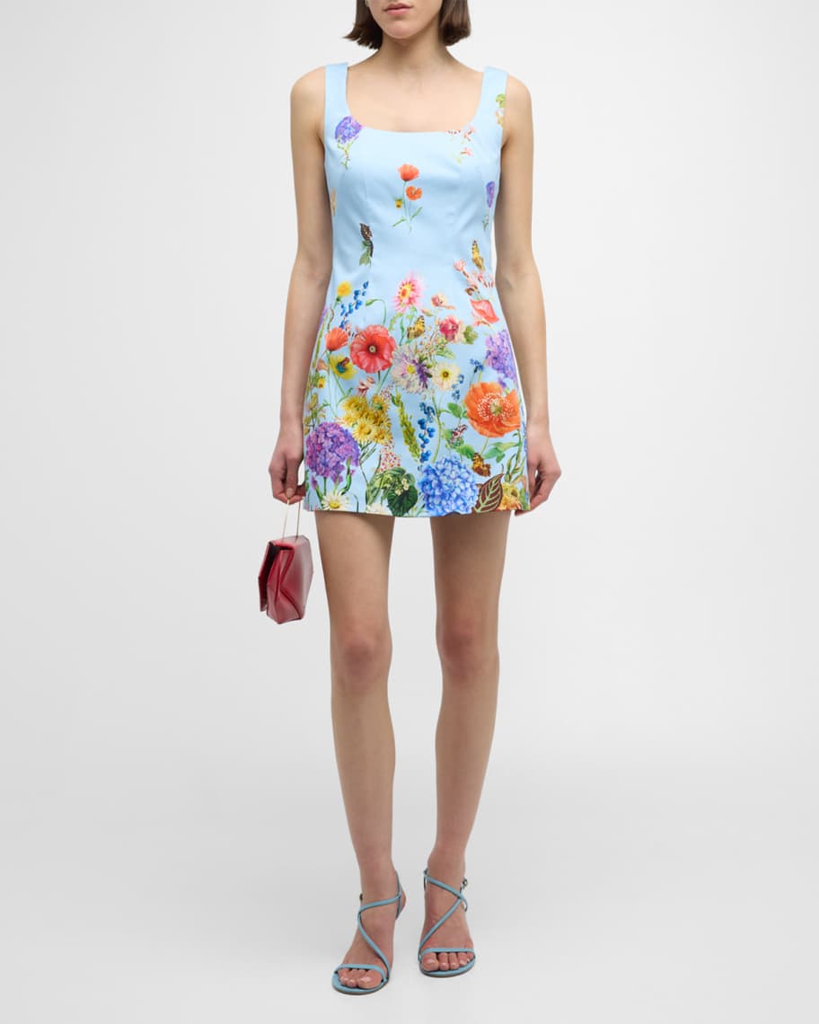 Sandra Square-Neck Mini A-Line Dress | Neiman Marcus
