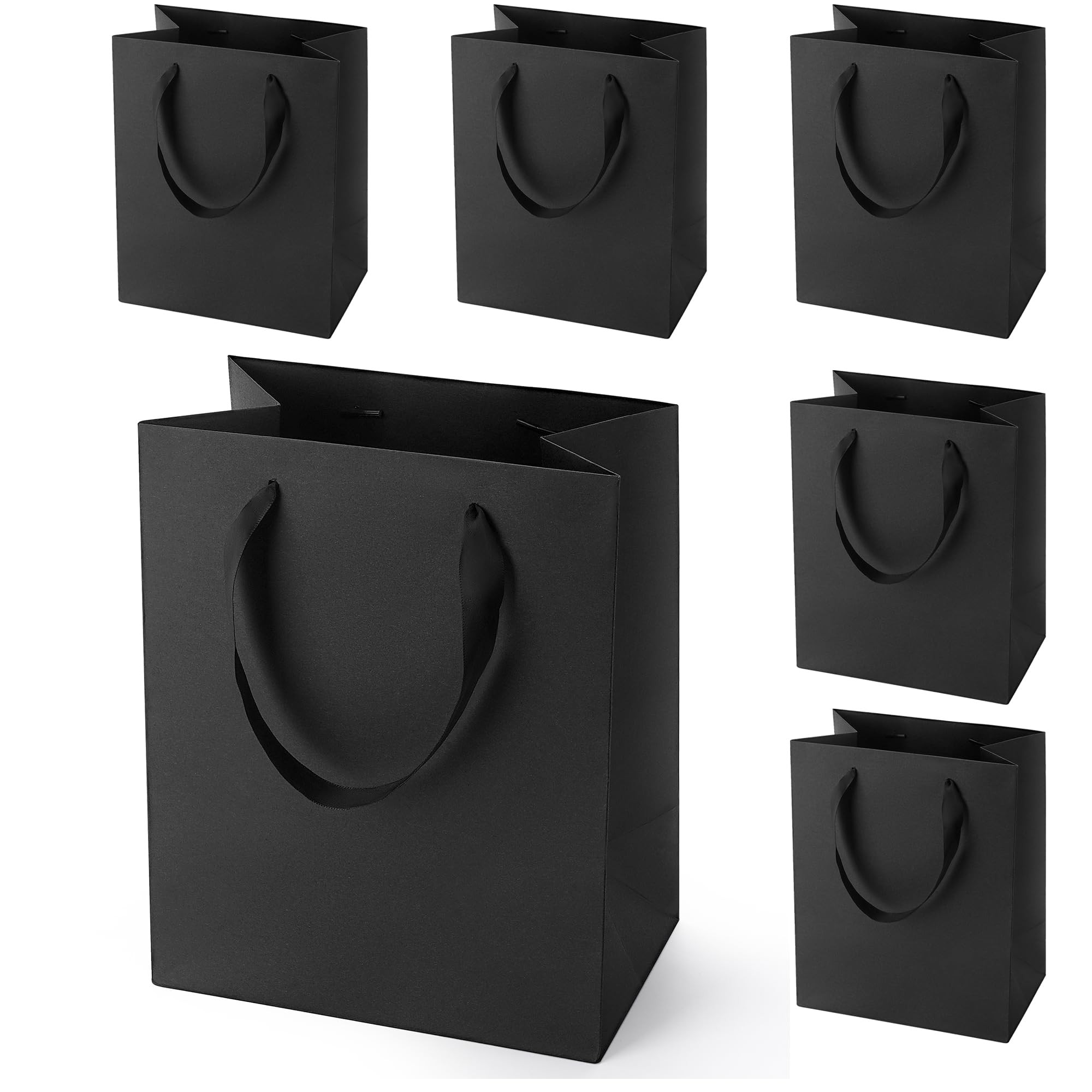 MOXARYSU Black Gift Bags With Handles: 8x5x10 Inch 6pcs Black Paper Gags Medium Bulk For Party Sh... | Amazon (US)