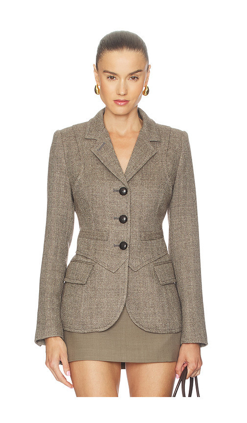 Smythe Three Button Blazer in Tan. Size 2. Also in 8. | Revolve Clothing (Global)