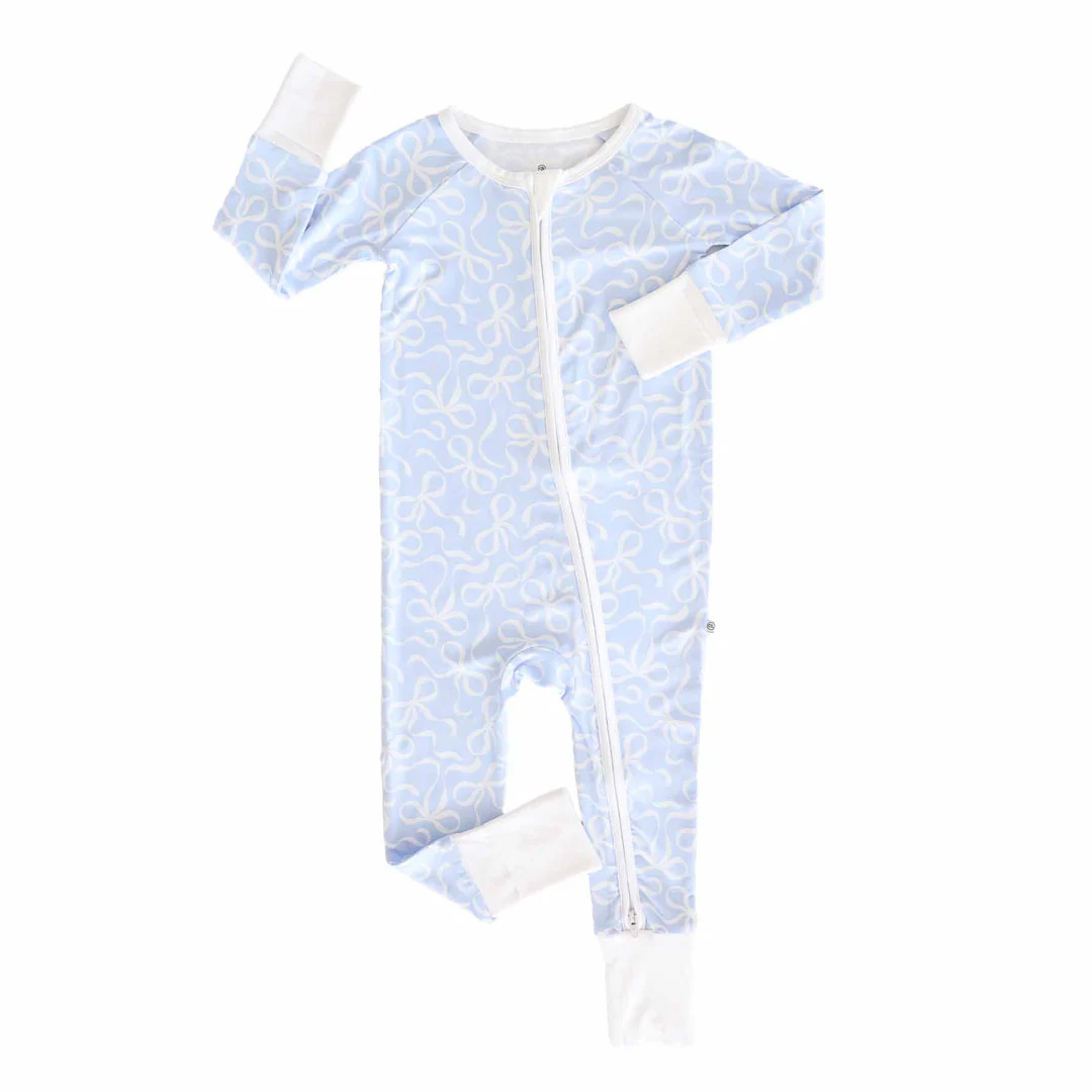 Blue-tiful Bows Convertible Zip Romper | Caden Lane