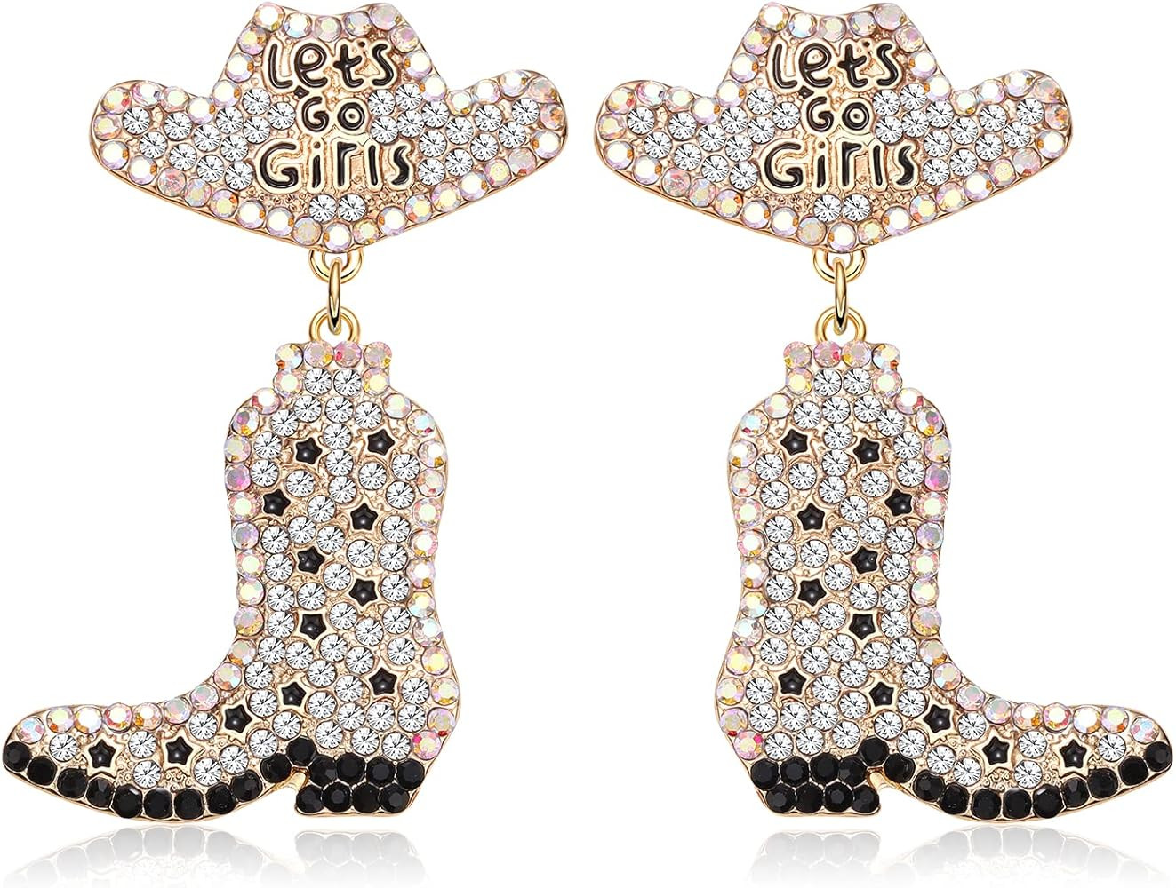Western Earrings Sparkly Rhinestone Cowgirl Boot Drop Dangle Earrings Fun Handmade Country Concer... | Amazon (US)