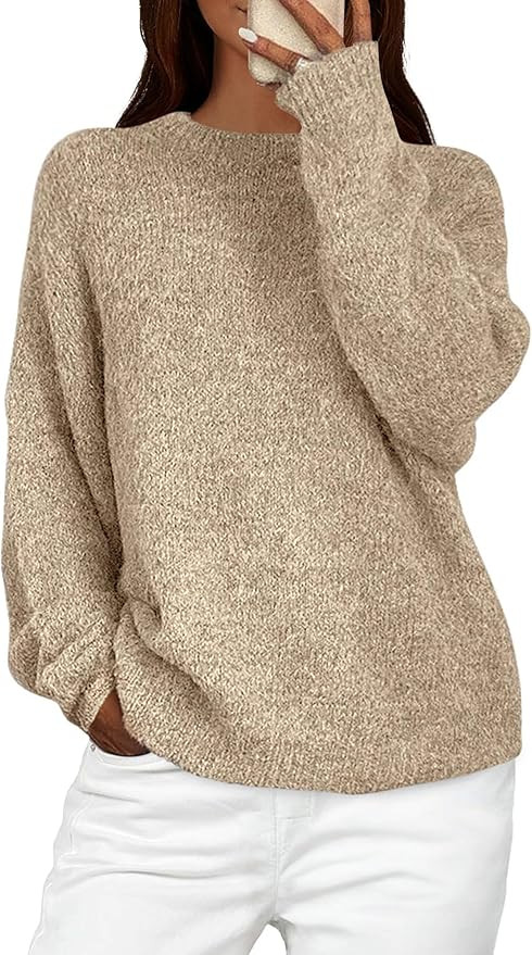 PRETTYGARDEN Womens Fall Long Sleeve Sweater Crew Neck Fuzzy Loose Fit Chunky Knit Oversized Pull... | Amazon (US)