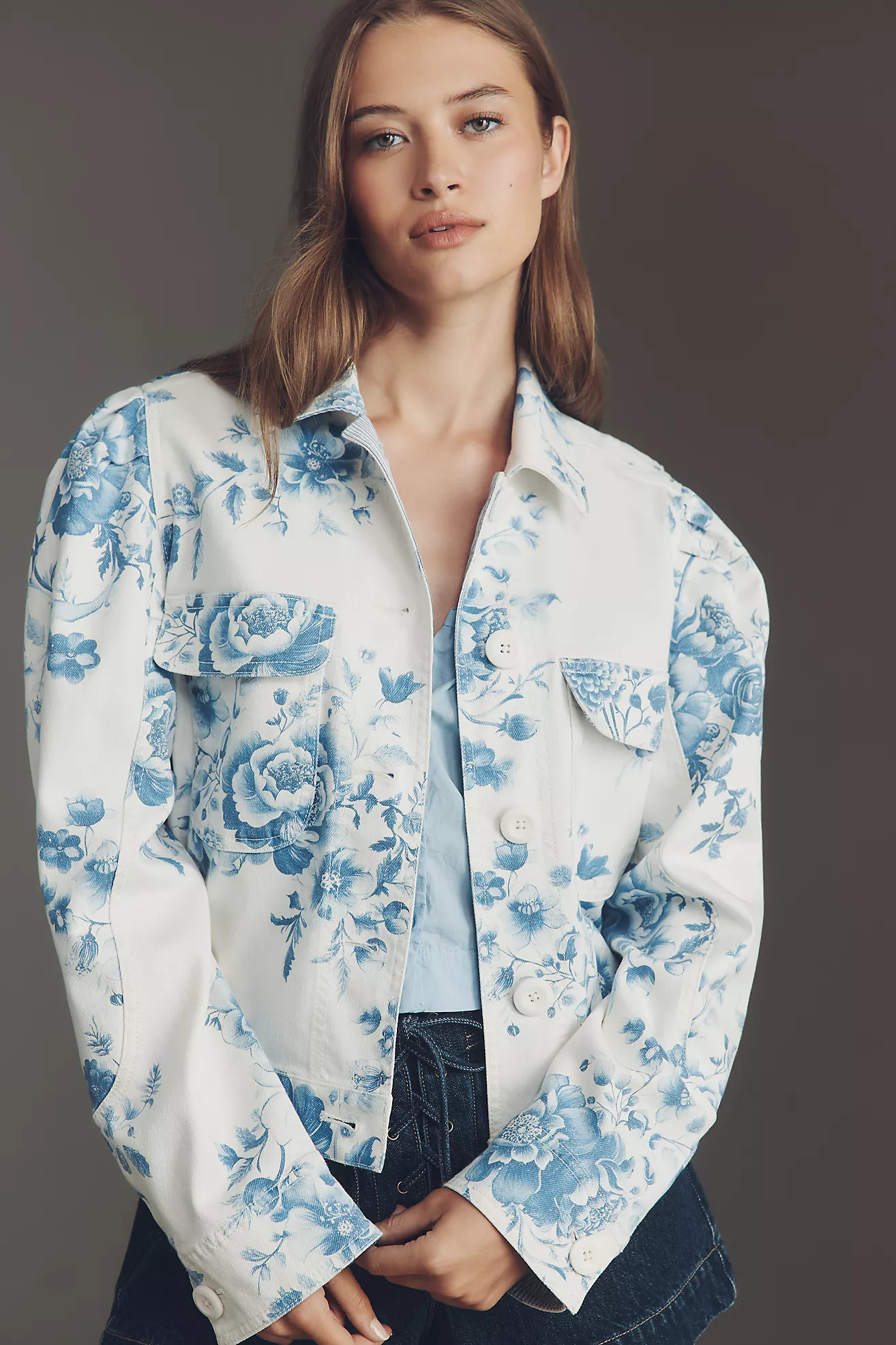 Maeve Puff-Sleeve Floral Utility Jacket | Anthropologie (US)