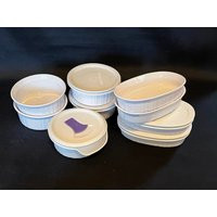 Corningware French White Ribbed Individual Casseroles, Oval Or Round, With Without Plastic Lids | Etsy (US)