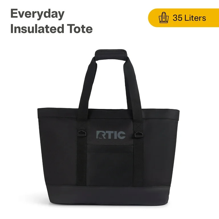 RTIC Everyday Insulated Tote Bag, 35 ltr Insulated Cooler Bag, Leak-Free Interior, Black | Walmart (US)