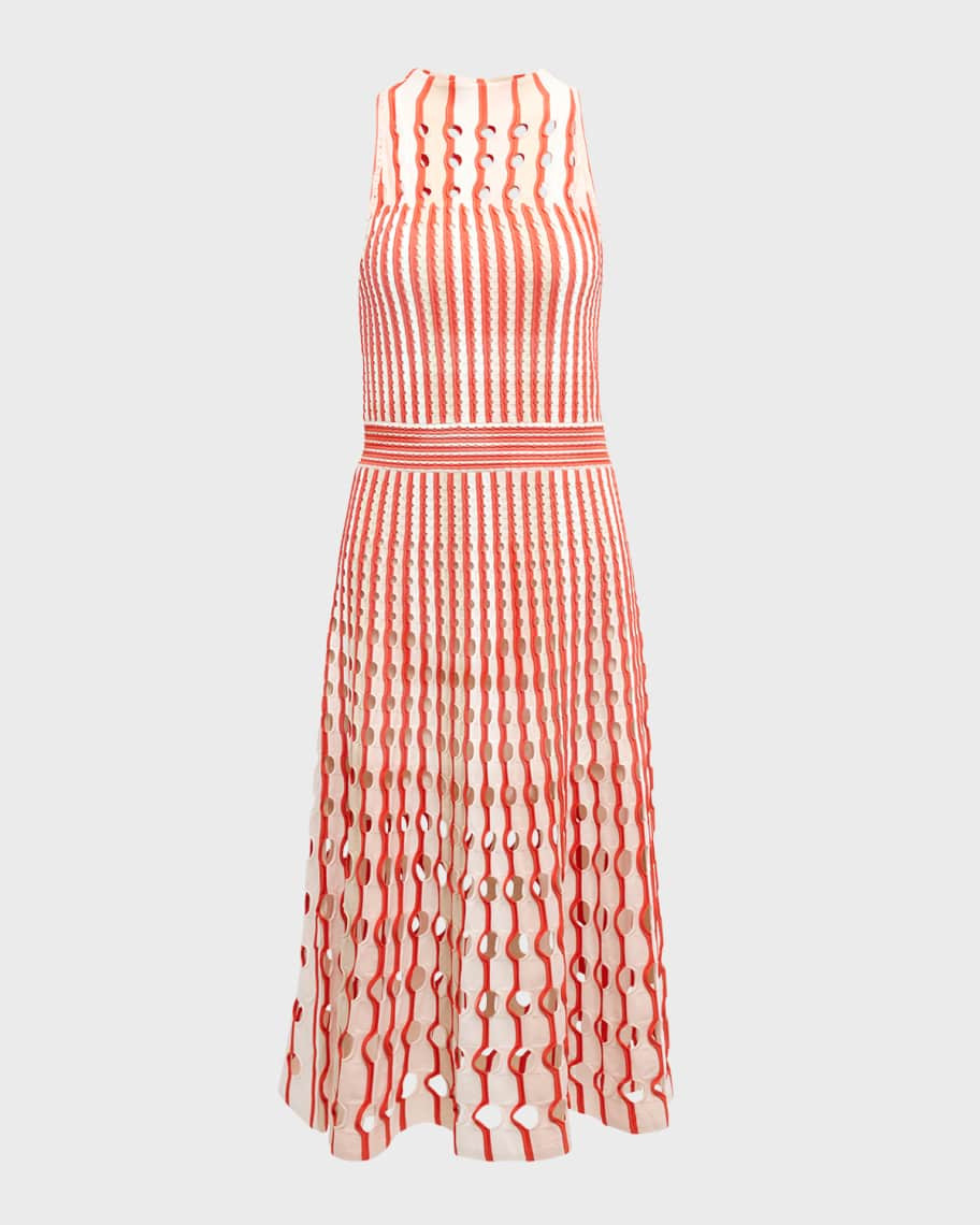 SIMKHAI Nash Sleeveless Halter Crochet Midi Dress | Neiman Marcus