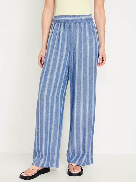 High-Waisted Linen-Blend Wide-Leg Pants for Women | Old Navy (US)
