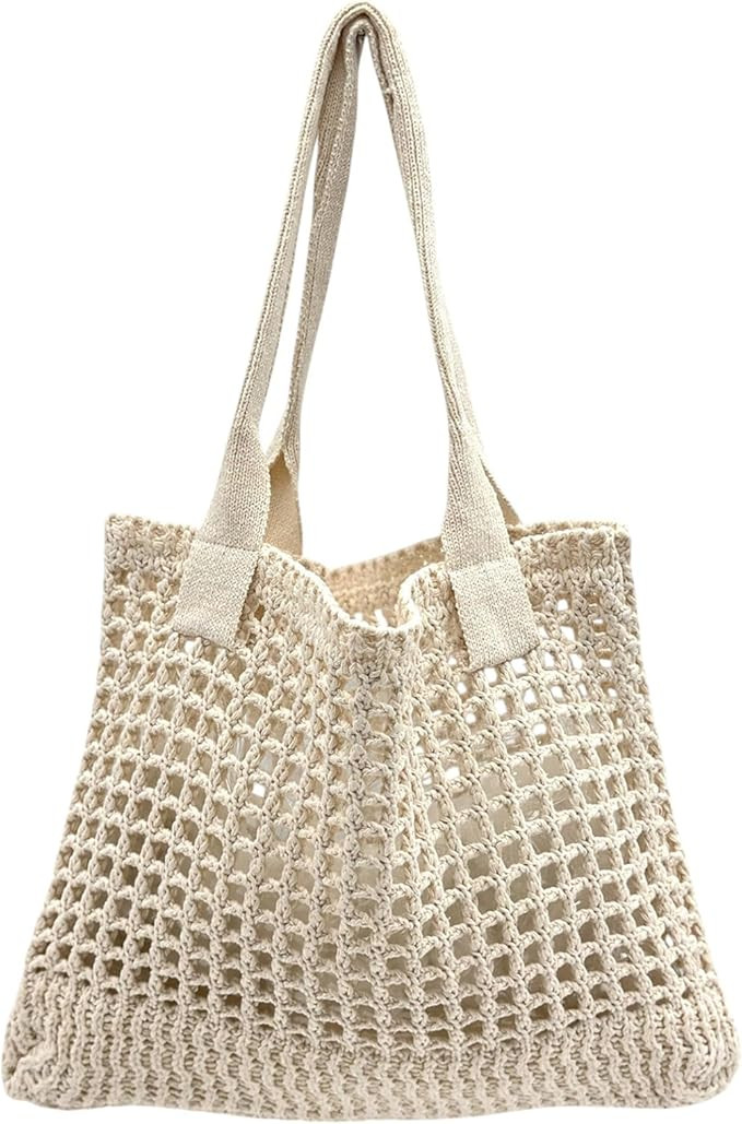 ENBEI Women's Beach Tote Bag, Crochet Knit Hollow Design, Stylish Tote for Beach,Travel and Every... | Amazon (US)