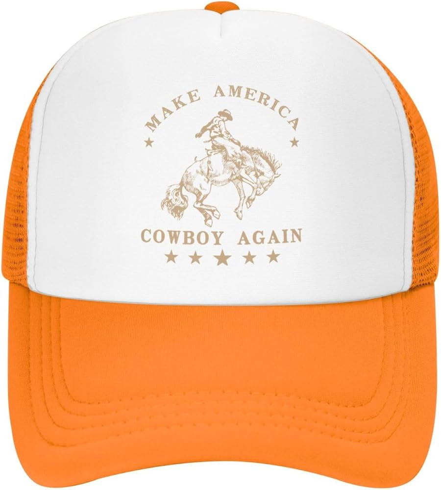Black Snapback Hats for Men Western Rodeo for Plain Trucker Cap Makes America Cowboy Again Youth ... | Amazon (US)