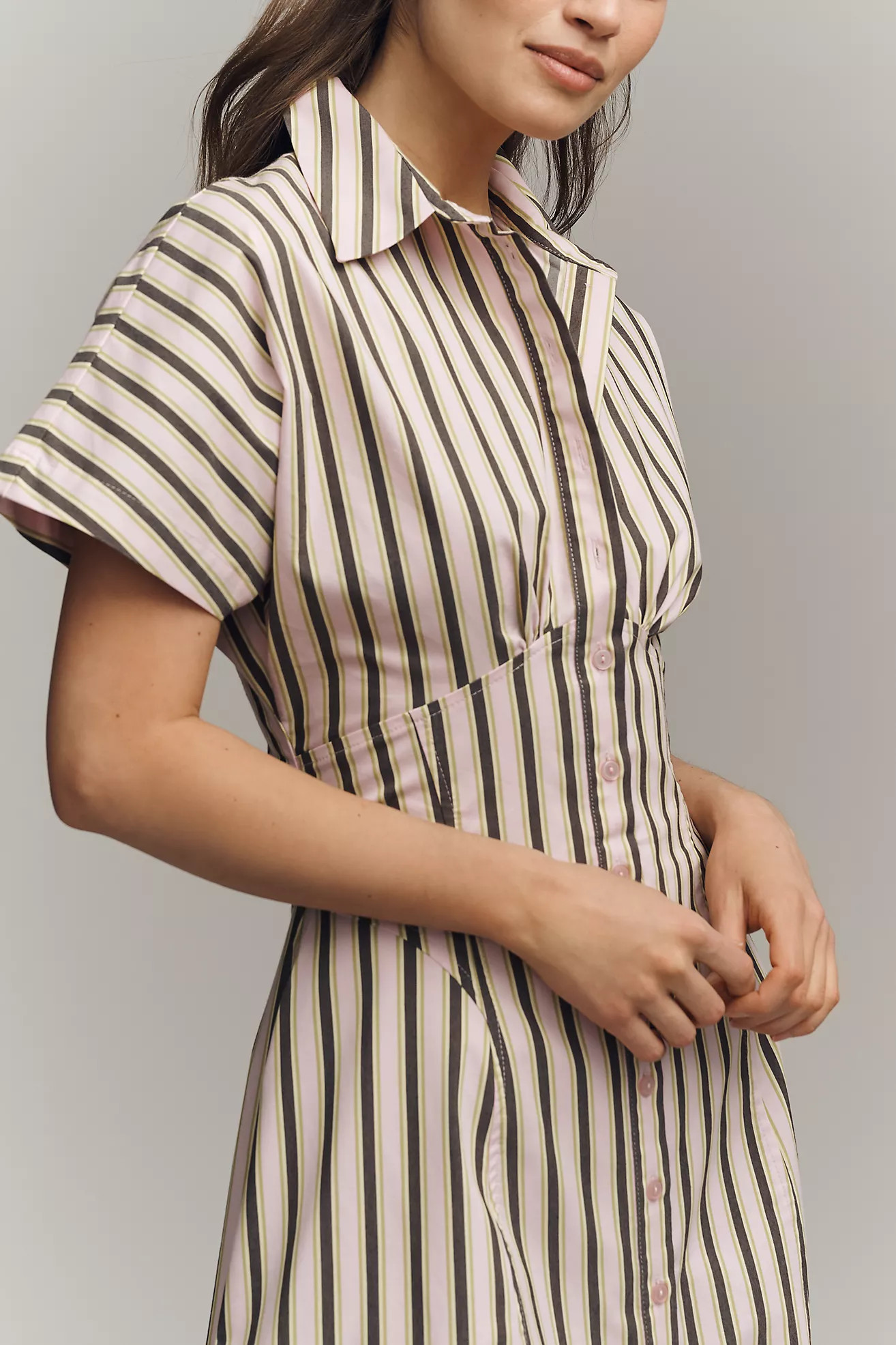 Exquise Raina Short-Sleeve Midi Shirt Dress | Anthropologie (US)