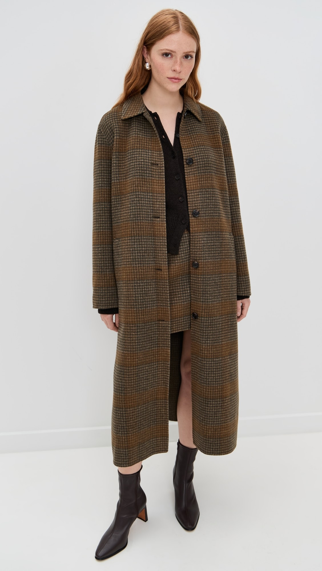 Long Pressed Plaid Single-Breasted Coat | Shopbop