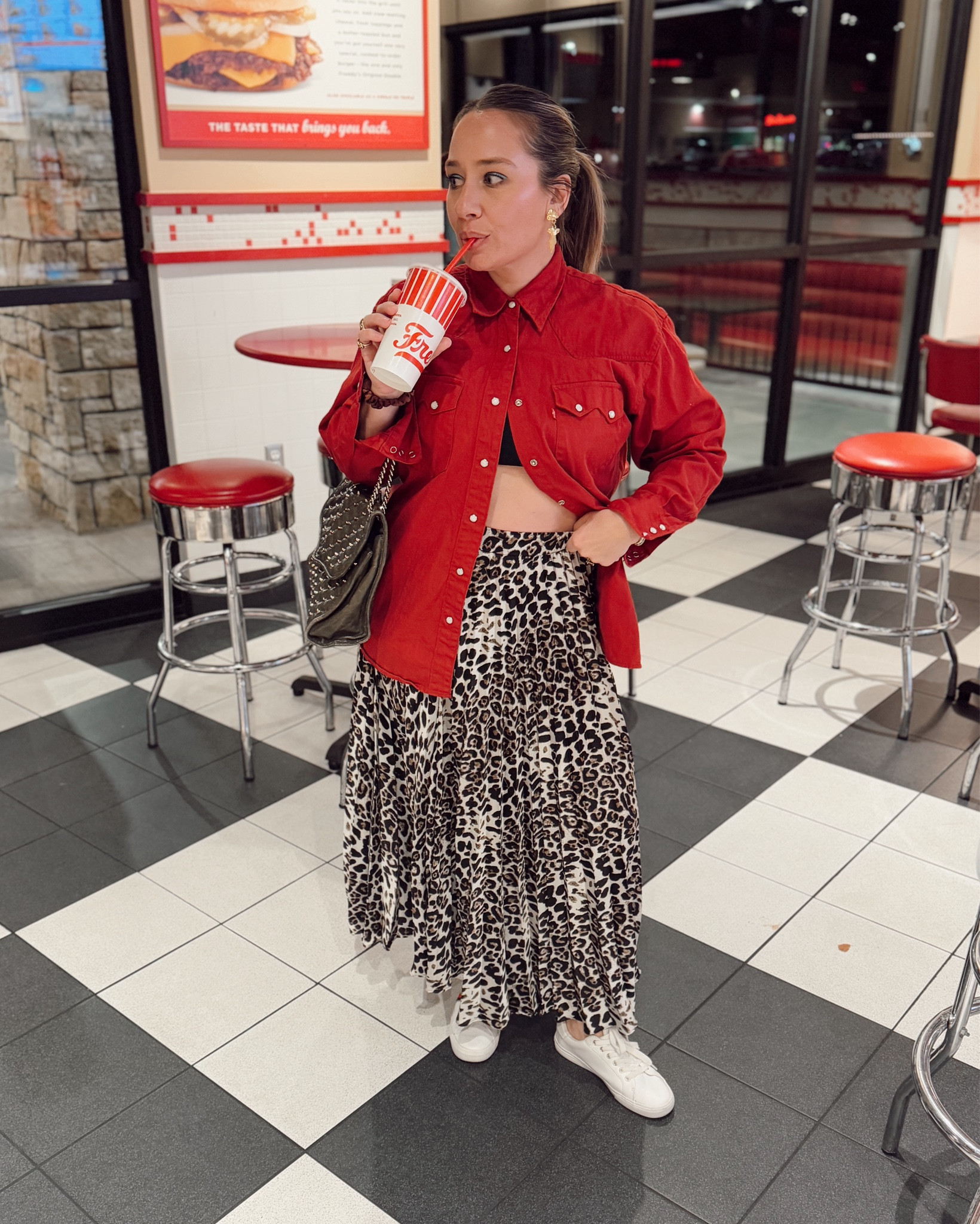 Coke > Diet Coke always ♥️

#ootd #red #leopardskirt #levis #streetstyle 

#LTKPetite #LTKOver40 #LTKMidsize
