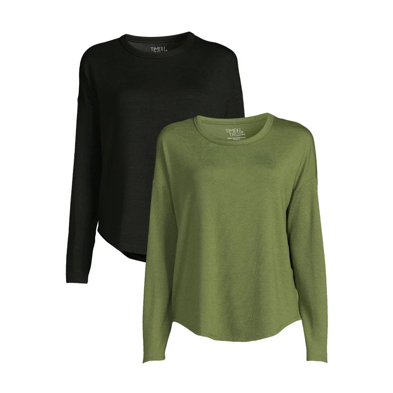 Time and Tru Women's Long Sleeve Hacci Top (2 Pack) | Walmart (US)