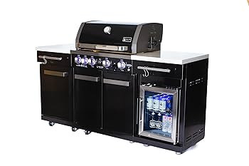 Mont Alpi MA-957FC 5-Burner 63000 BTU Black Stainless Steel Outdoor Kitchen Bar Gas Barbecue Isla... | Amazon (US)