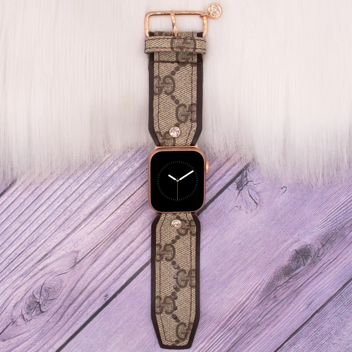 Upcycled Brown Webbed GG Customizable Watchband | Sparkl