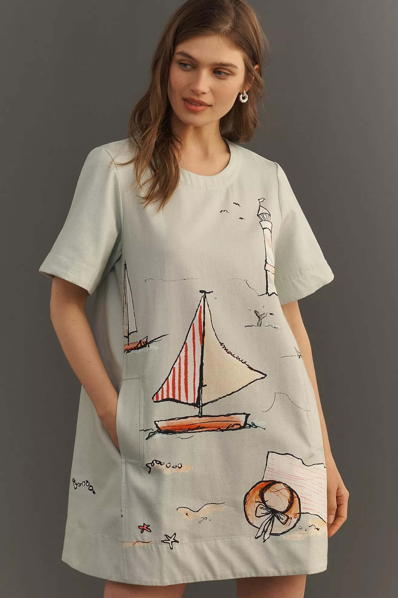 The Emmy Short-Sleeve Swing Mini Dress by Maeve | Anthropologie (US)