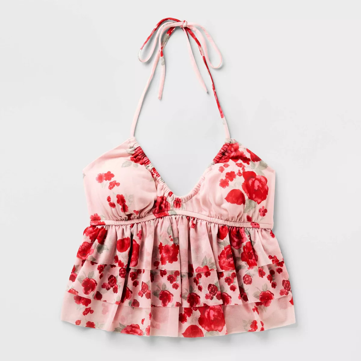 Women's Ruffle Halter Top - Wild Fable™ Light Pink Floral S | Target