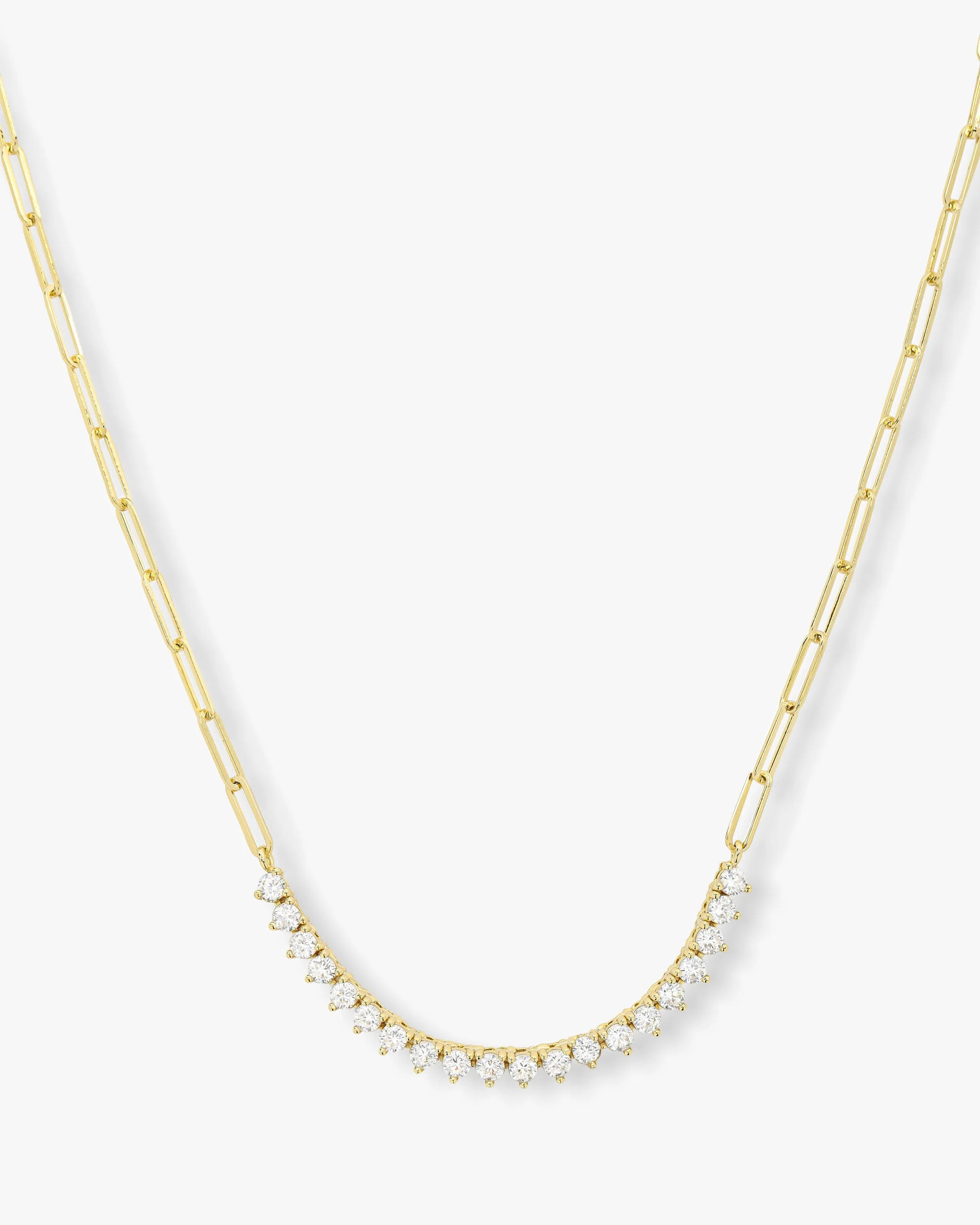 Not Your Basic Samantha Tennis Necklace - Gold|White Diamondettes | Melinda Maria