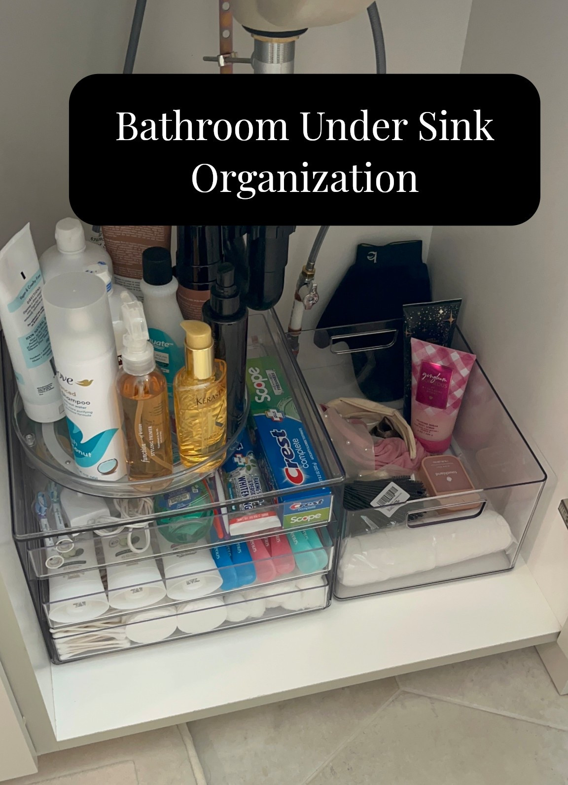 A simple and functional way to organize under your bathroom sink 

Perfect for everyday essentials and if you don’t have a linen closet, a lidded bin on the right side is a game changer.

#LTKFindsUnder50 #LTKHome #LTKmomlife