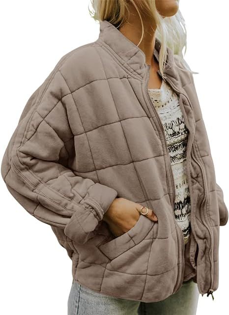 Womens Dolman Quilted Jackets Loose Drop Shoulder Lightweight Thick Coats Fall Winter Casual Warm... | Amazon (US)