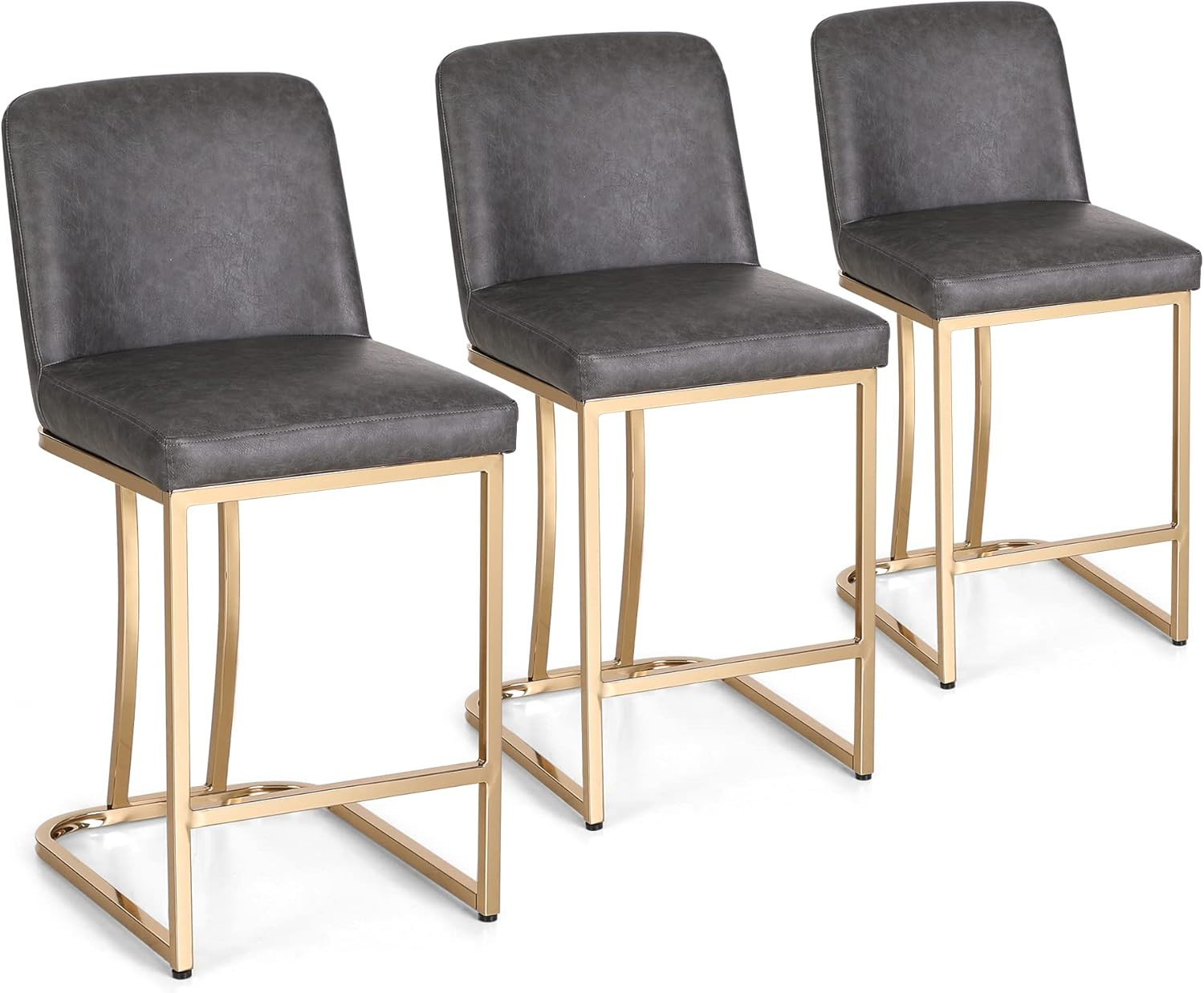 Sophia & William Bar Stools Set of 3 Counter Height 24" Bar Stools with Back, Gold Polished Moder... | Amazon (US)
