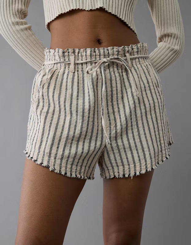 AE High-Waisted Paperbag Waist Striped Short | American Eagle Outfitters (US & CA)
