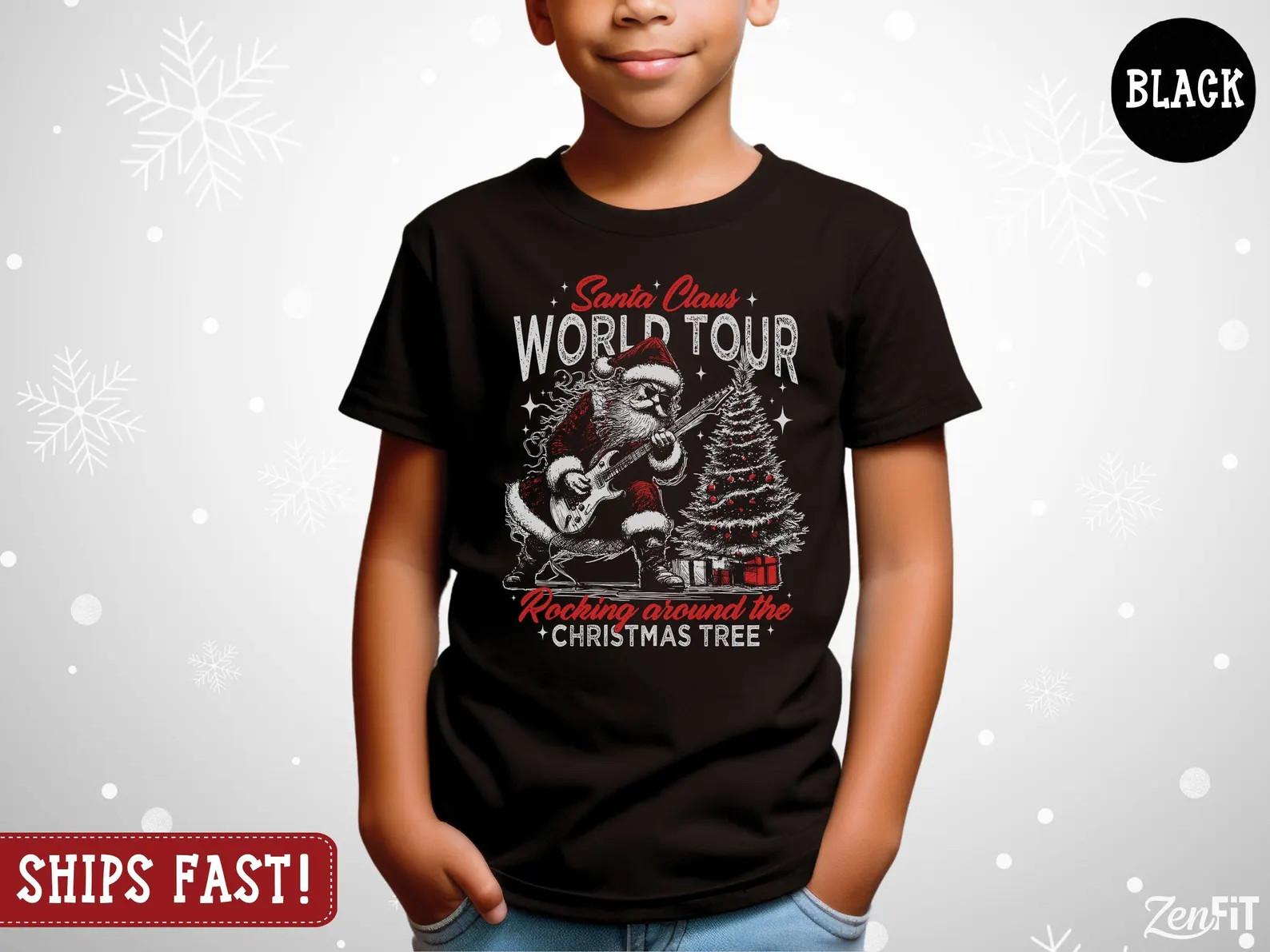 Santa Claus World Tour Youth Christmas T-shirt: 100% Cotton S-XL - Etsy | Etsy (US)