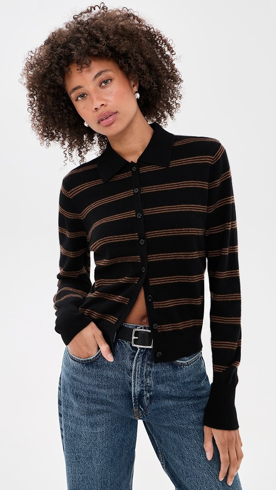 White & Warren Cashmere Striped Cardigan | Shopbop | Shopbop
