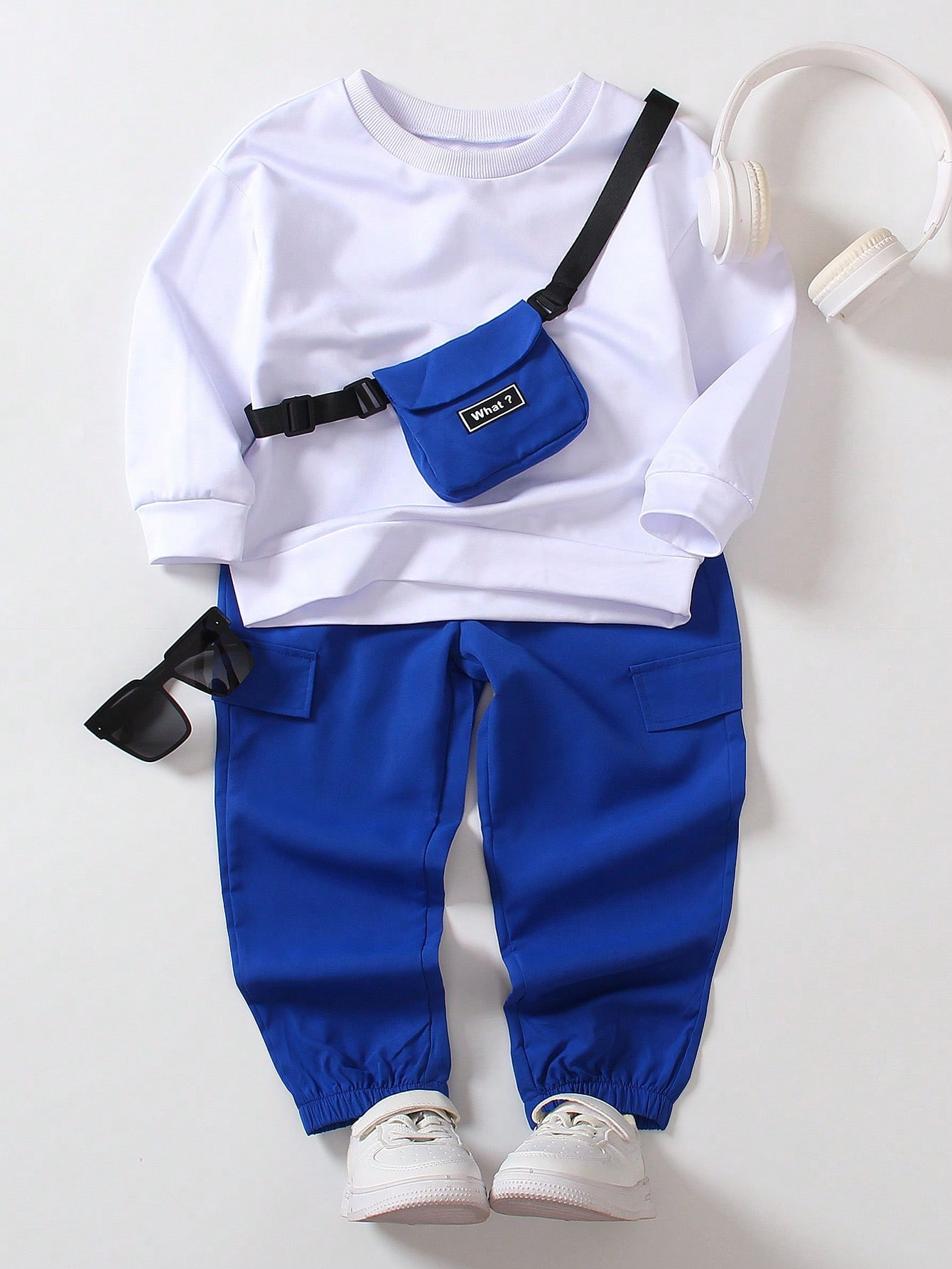 SHEIN Kids EVRYDAY Young Boy Letter Patched Sweatshirt & Pants & Bag | SHEIN