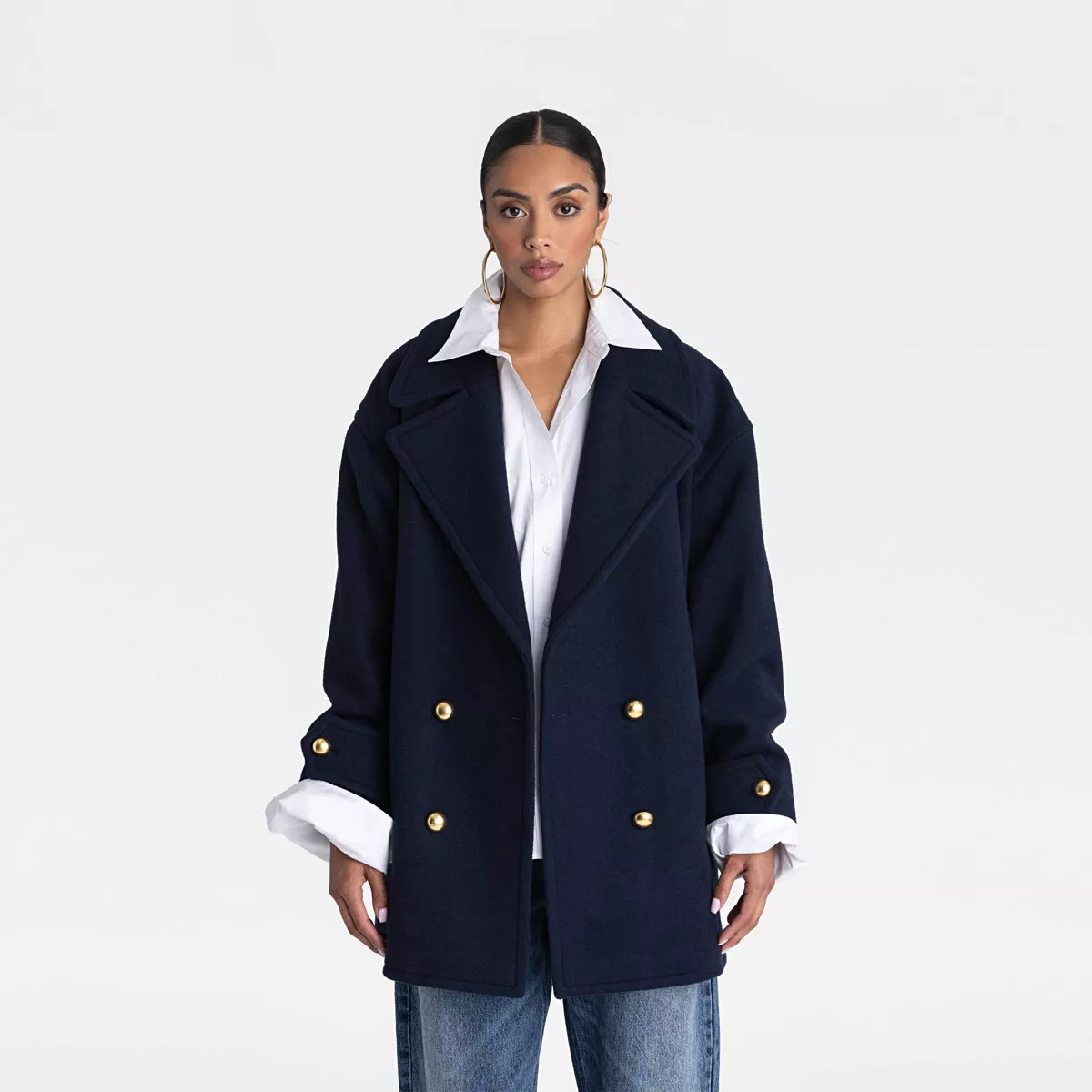 KBB by KAHLANA Women's 'The Pea Coat' - Navy Blue | Target