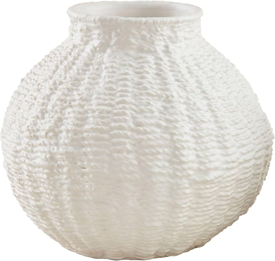 Mud Pie Woven Ceramic Round Vase, Large, 8.25" x 7.5" | Amazon (US)