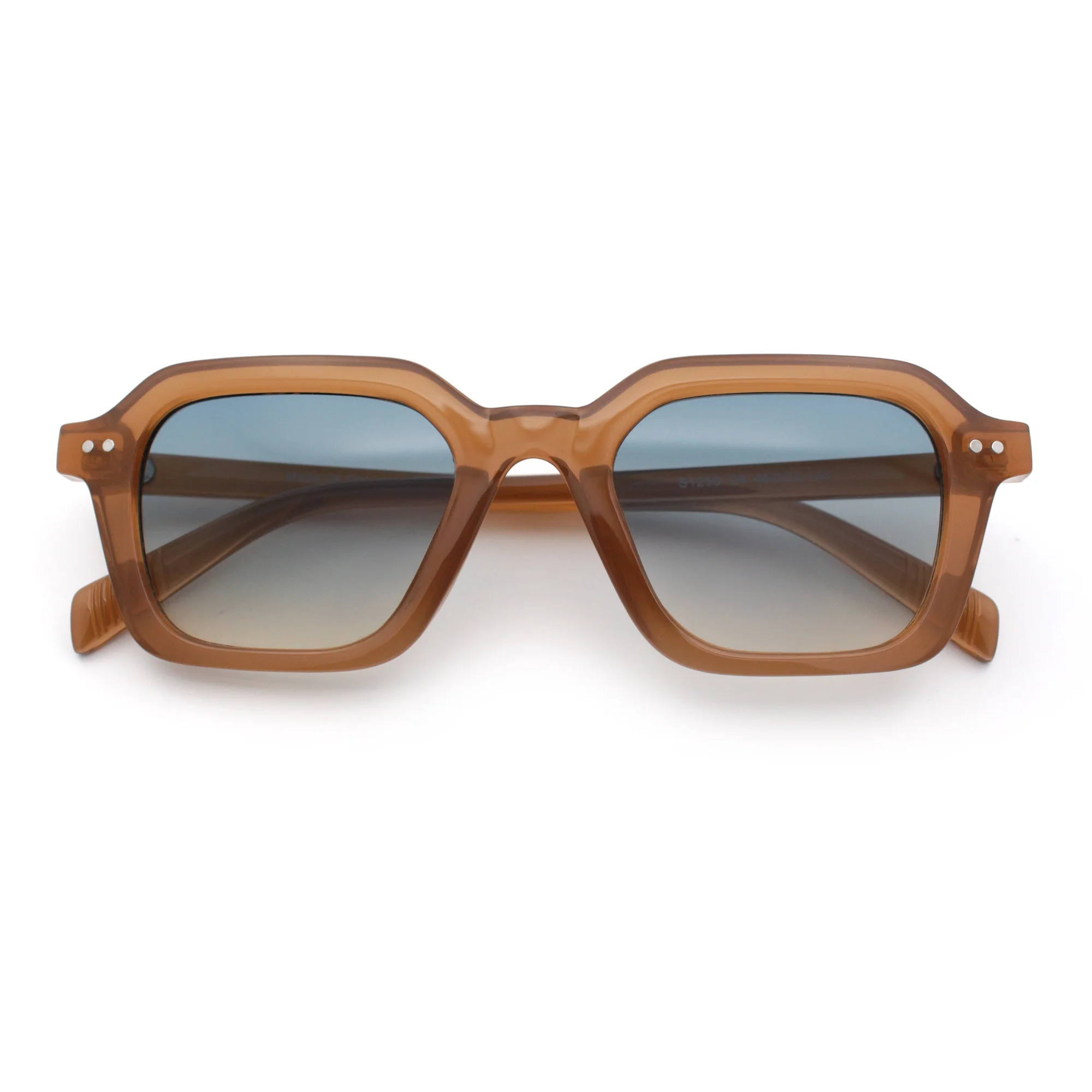 Gentlemanly Hipster Boho Horn Rim Retro Plastic Hustler Sunglasses Brown - Blue Beige | Walmart (US)