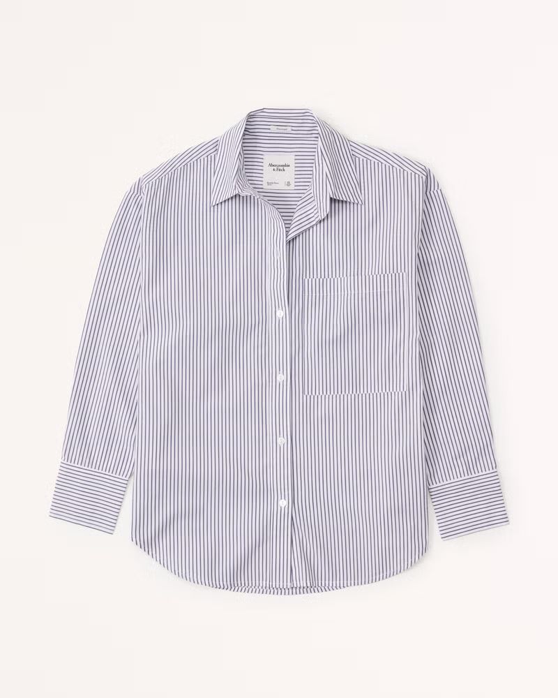 Women's Oversized Poplin Button-Up Shirt | Women's New Arrivals | Abercrombie.com | Abercrombie & Fitch (US)