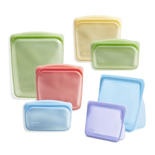 Stasher Premium Silicone Reusable Food Storage Bags, 7-Pack, Rainbow, Multi-Use Food Storage Bags, Lunch Bag, Travel Containers, BPA Free, Leak-free, Dishwasher-Safe, Eco-friendly | Amazon (US)