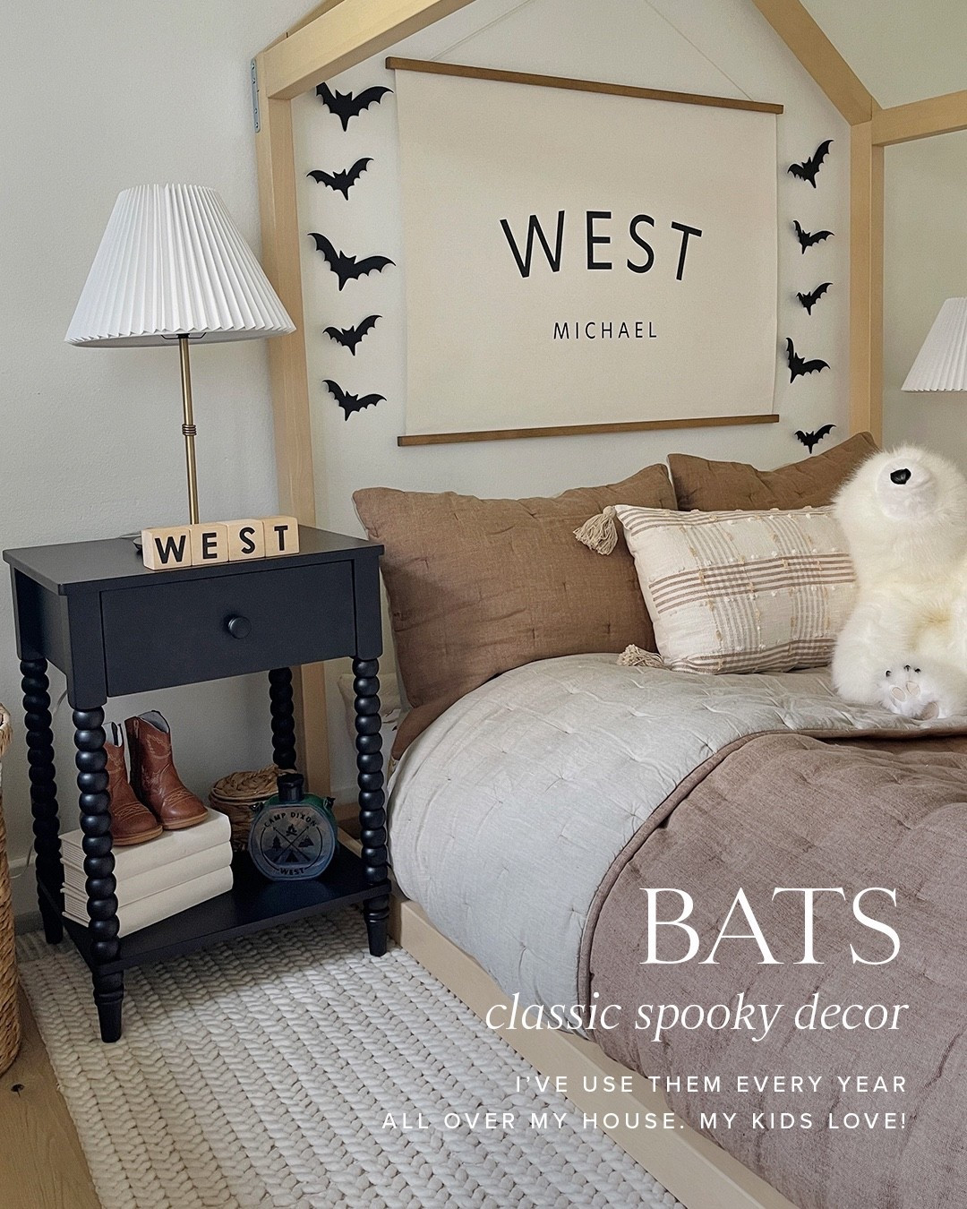 Halloween bat decor in the kids bedrooms 🦇🦇

Home 
Bedding 
Nightstand 

#LTKHome #LTKKids #LTKHalloween
