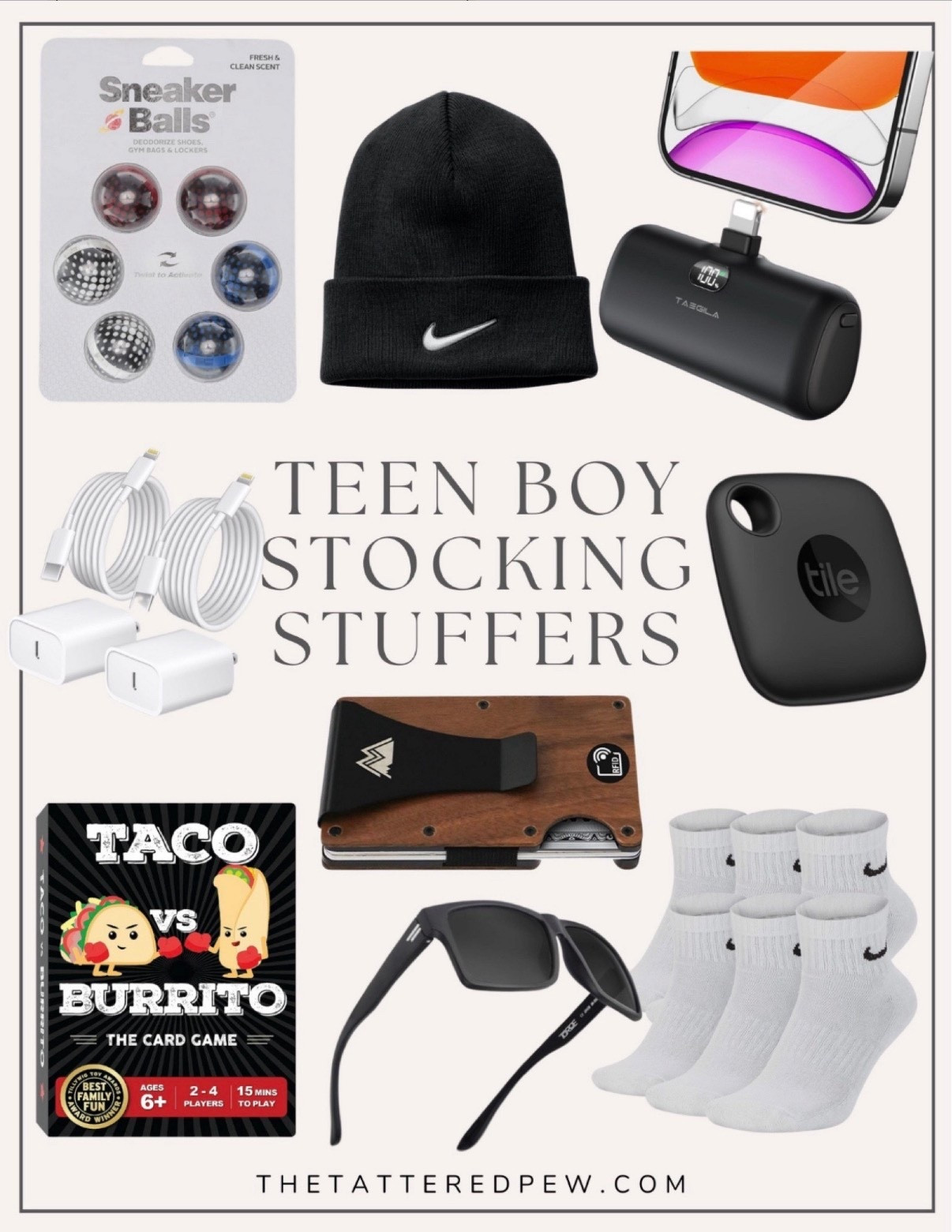 Stocking stuffers for teen boys! 


Christmas gift ideas, Christmas 2023, gift guide teen boys, sunglasses, nike socks, portable charger, tile tracker, nike beanie, sneaker balls, card wallet  

#LTKSeasonal #LTKGiftGuide #LTKHoliday