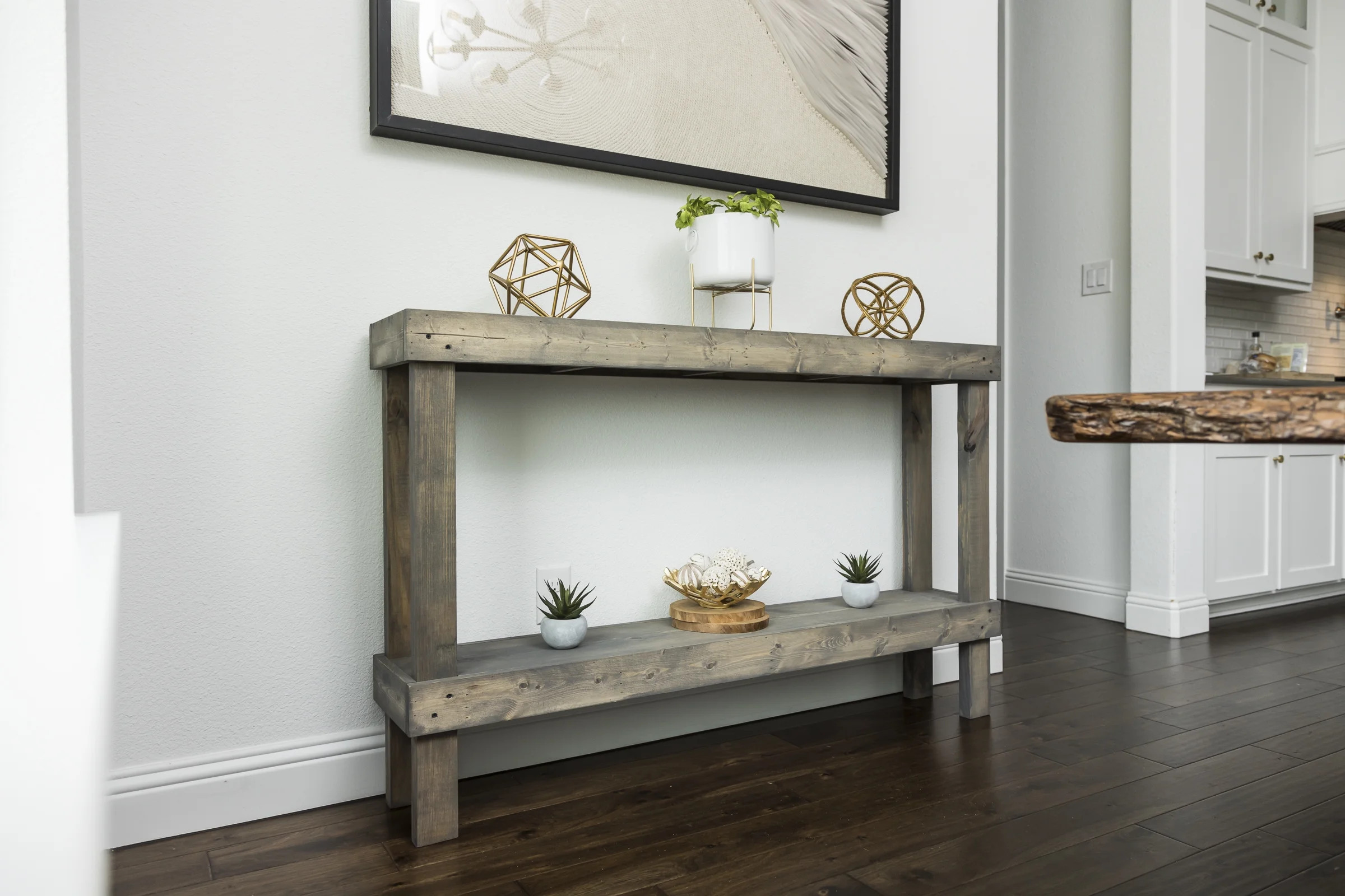 Woven Paths Large Rustic Luxe Wooden Sofa Table, Gray | Walmart (US)