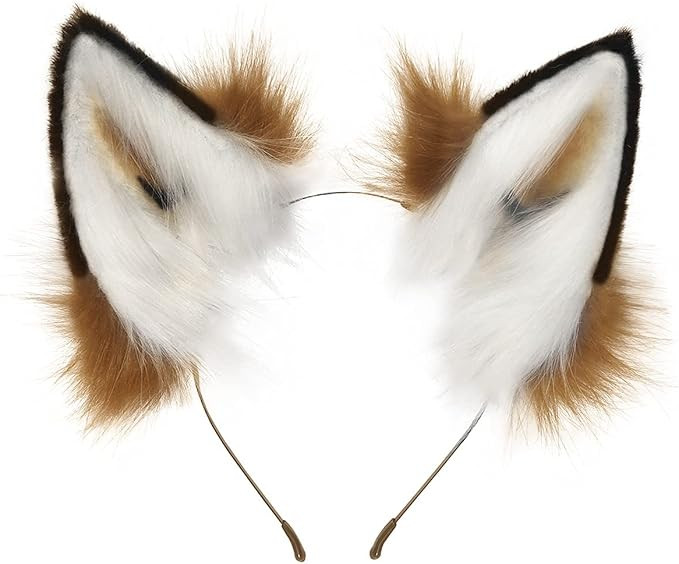 QinRuan Fox Cat Long Fur Ears Hair Headwear Wolf Animal Anime Halloween Cosplay Costume | Amazon (US)