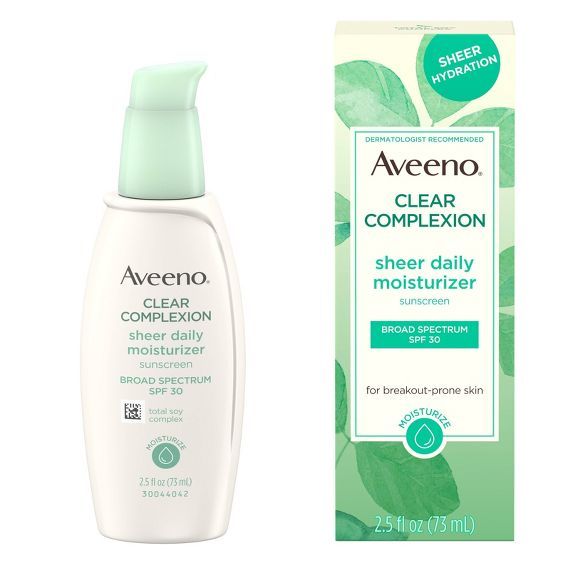 Aveeno Clear Complexion Sheer Daily Moisturizer - SPF 30 - 2.5 fl oz | Target