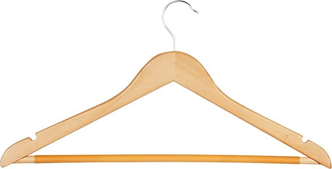 Honey-Can-Do HNG-01334 Wood Hangers with Non-Slip Grooved Bar, 24-Pack, Maple | Amazon (US)