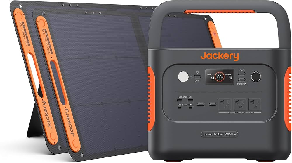 Jackery 1000 Plus Solar Generator, 1264Wh Portable Power Station with 2xSolarSaga 100W Solar Pane... | Amazon (US)