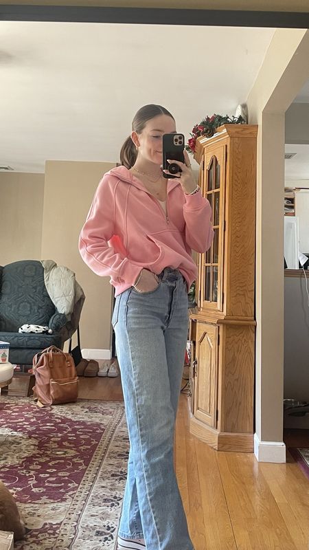 Casual outfit for work today 🎀 love this lululemon dupe sweatshirt and these cute sneakers from Amazon 

#LTKworkwear #LTKstyletip #LTKfindsunder50