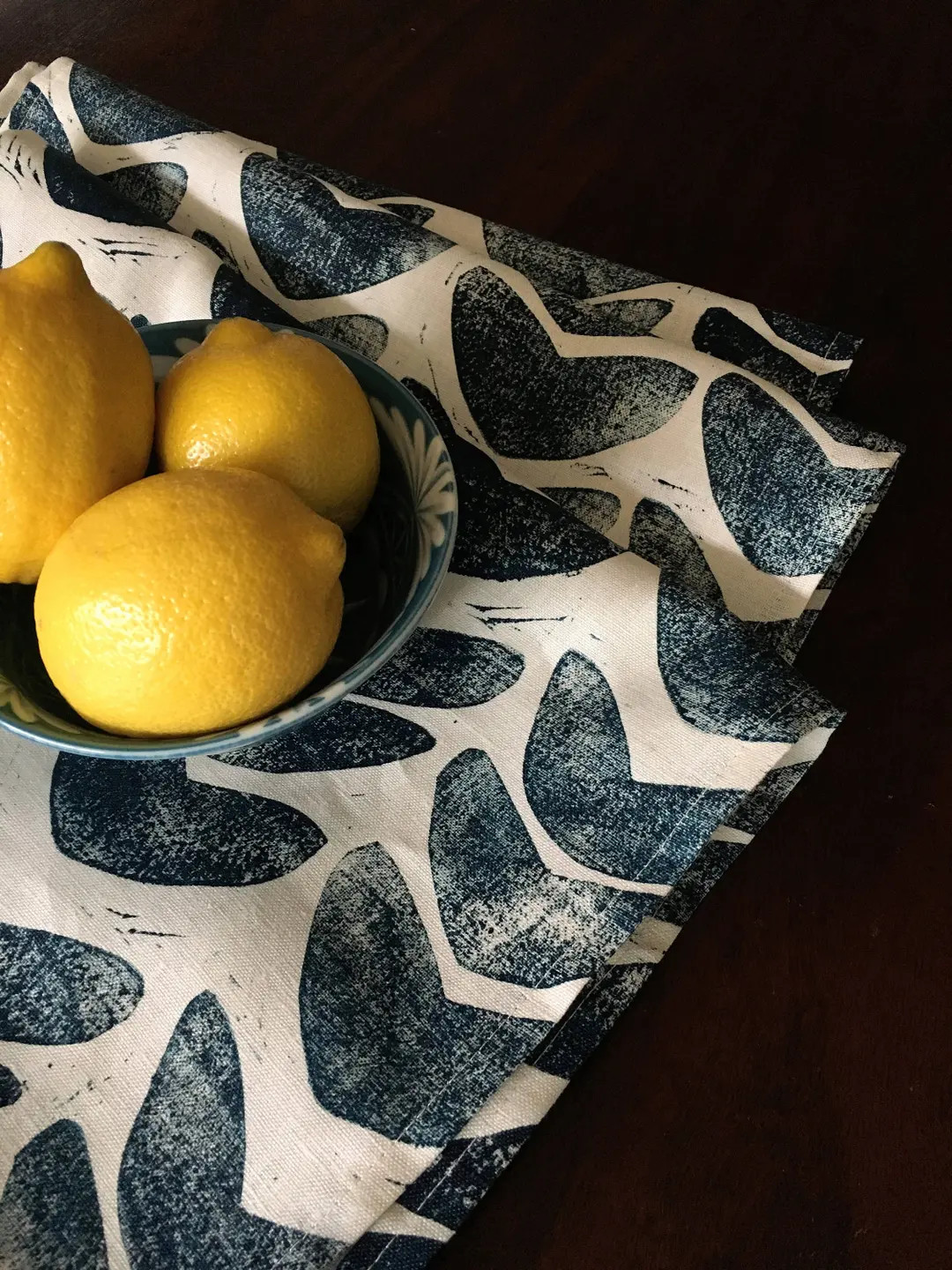 indigo cashew. hand block printed linen table runner. organic linen. boho decor. abstract modern.... | Etsy (US)