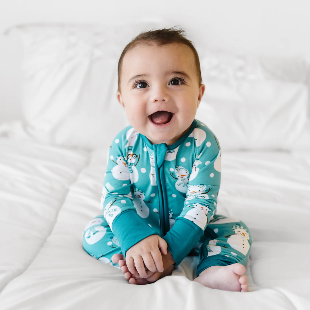 Blue Snow Much Fun Bamboo Viscose Zippy | Little Sleepies