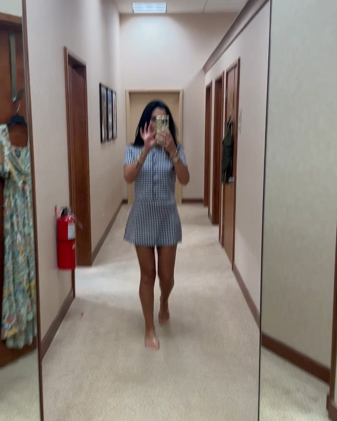 Matching set. Med in bottoms xs top

I tried the small skirt on and it fit, but it was really short. The material is extremely stretchy and comfortable, but I was still able to get away with wearing a medium.